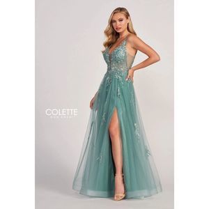 Green Colette By Mon Cheri Size 6 A-line dress